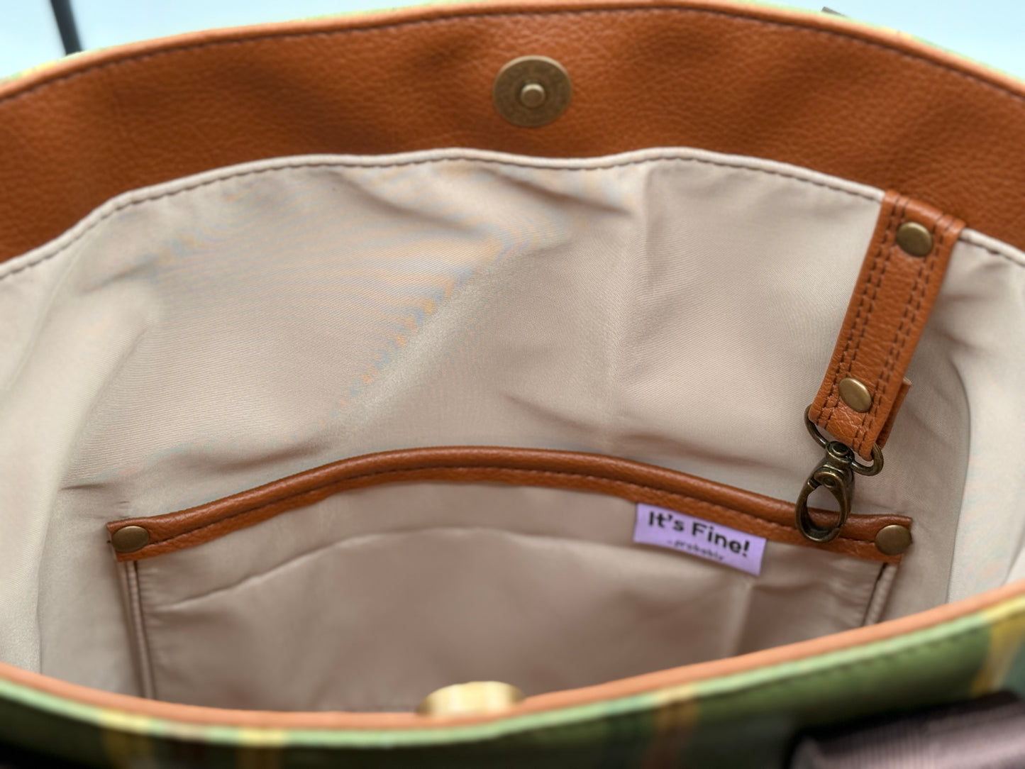 Tuesday Tote - Green patterned vinyl