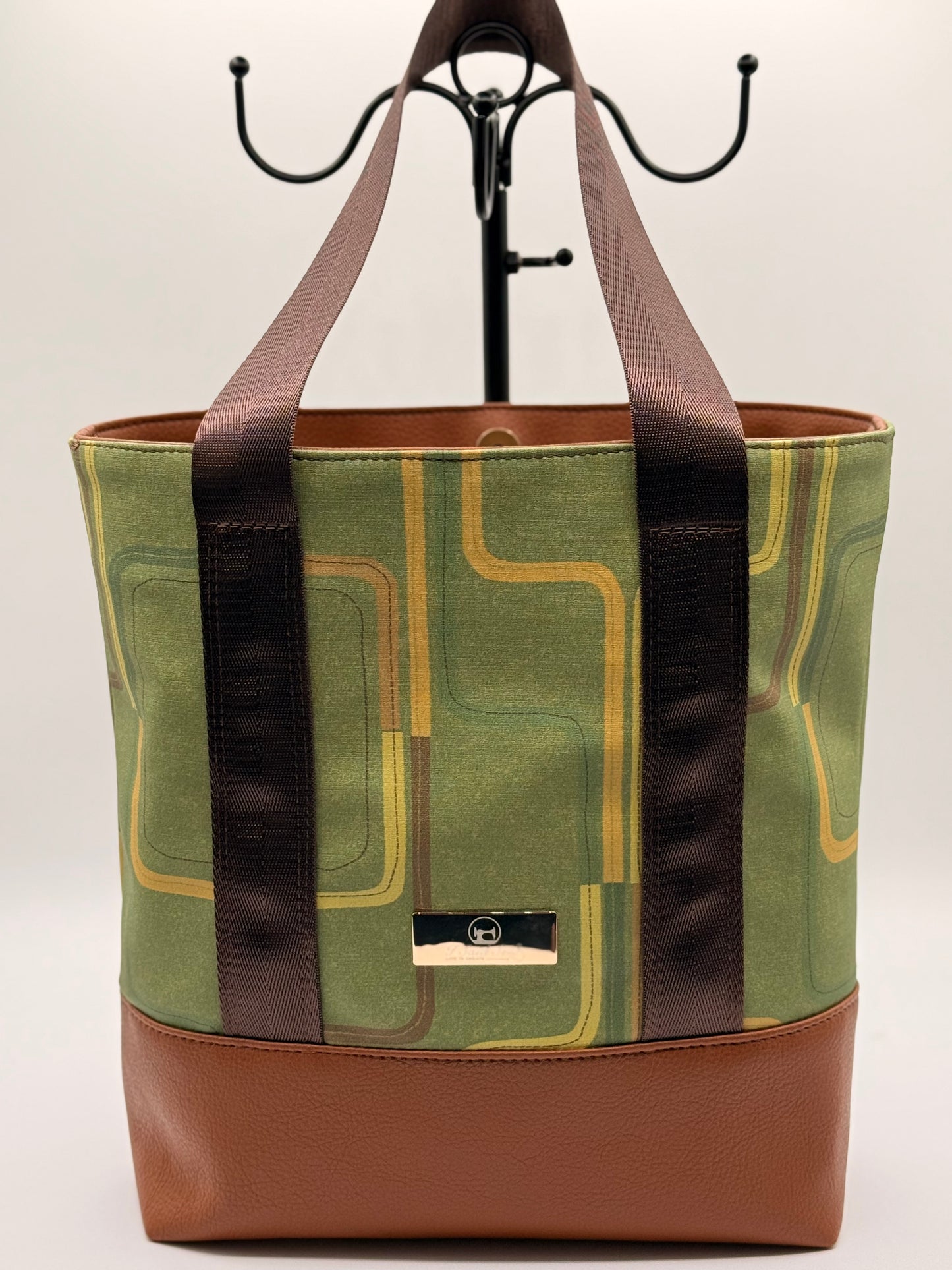 Tuesday Tote - Green patterned vinyl