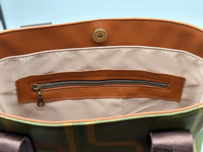 Tuesday Tote - Green patterned vinyl