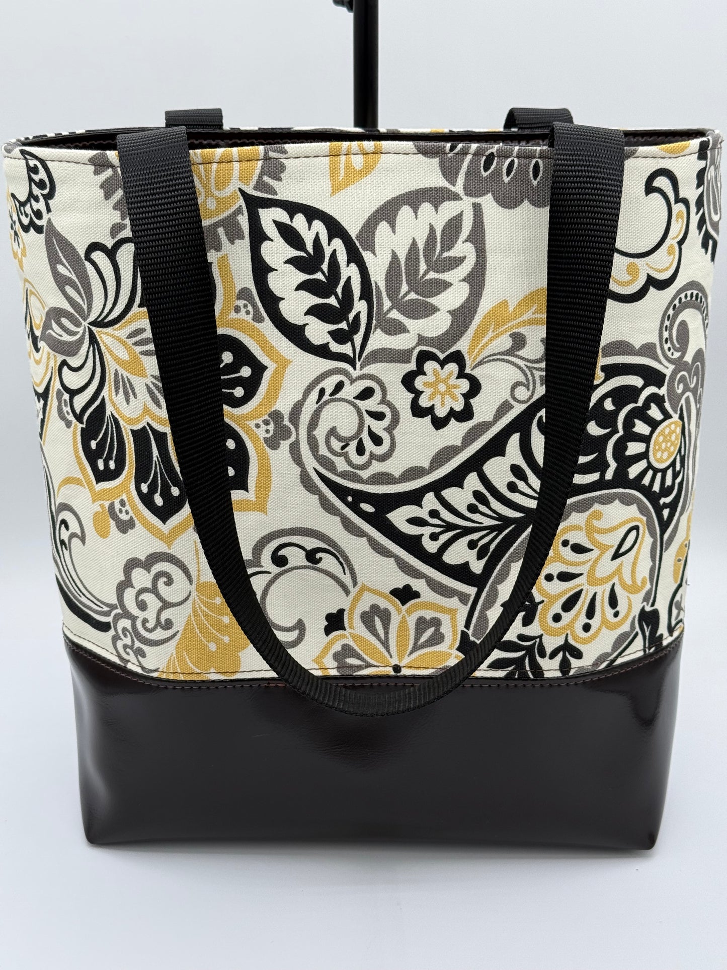 Tuesday Tote - Ganache Vinyl and Black/Gold Canvas